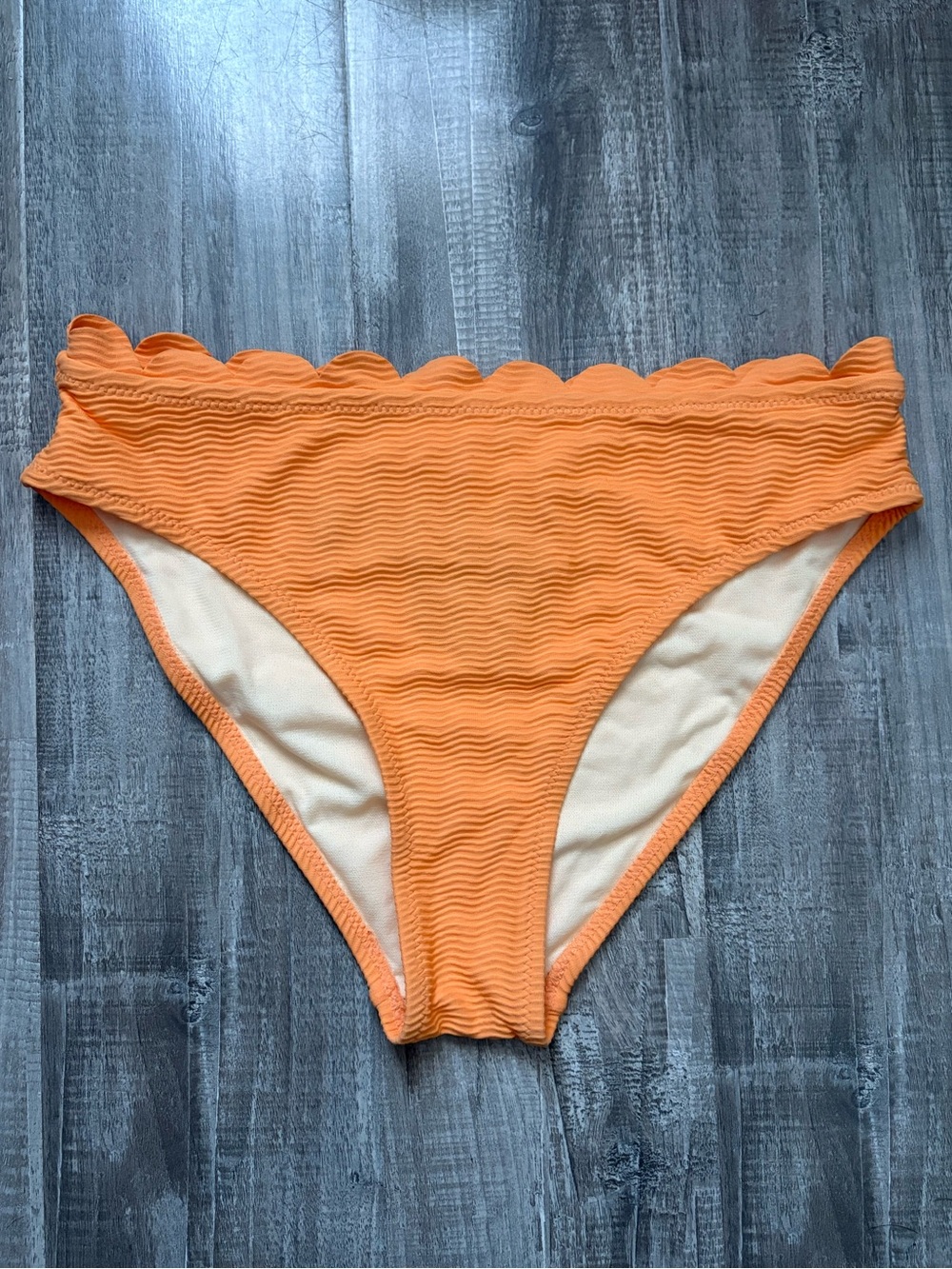 Cupshe Orange Scalloped-Edge Bikini Bottom High Rise New